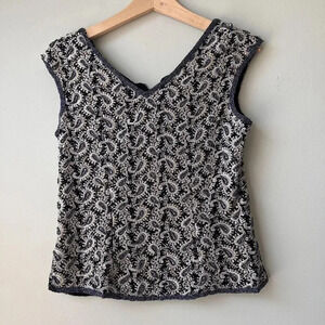 Papell Boutique Evening Beaded‎ Silk Top Size M